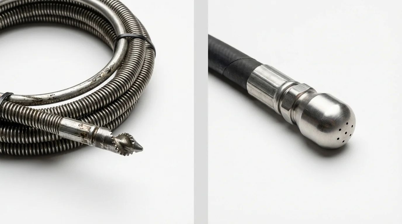 Drain snake cable and hydro jetting nozzle used for drain cleaning in Zumbrota, MN