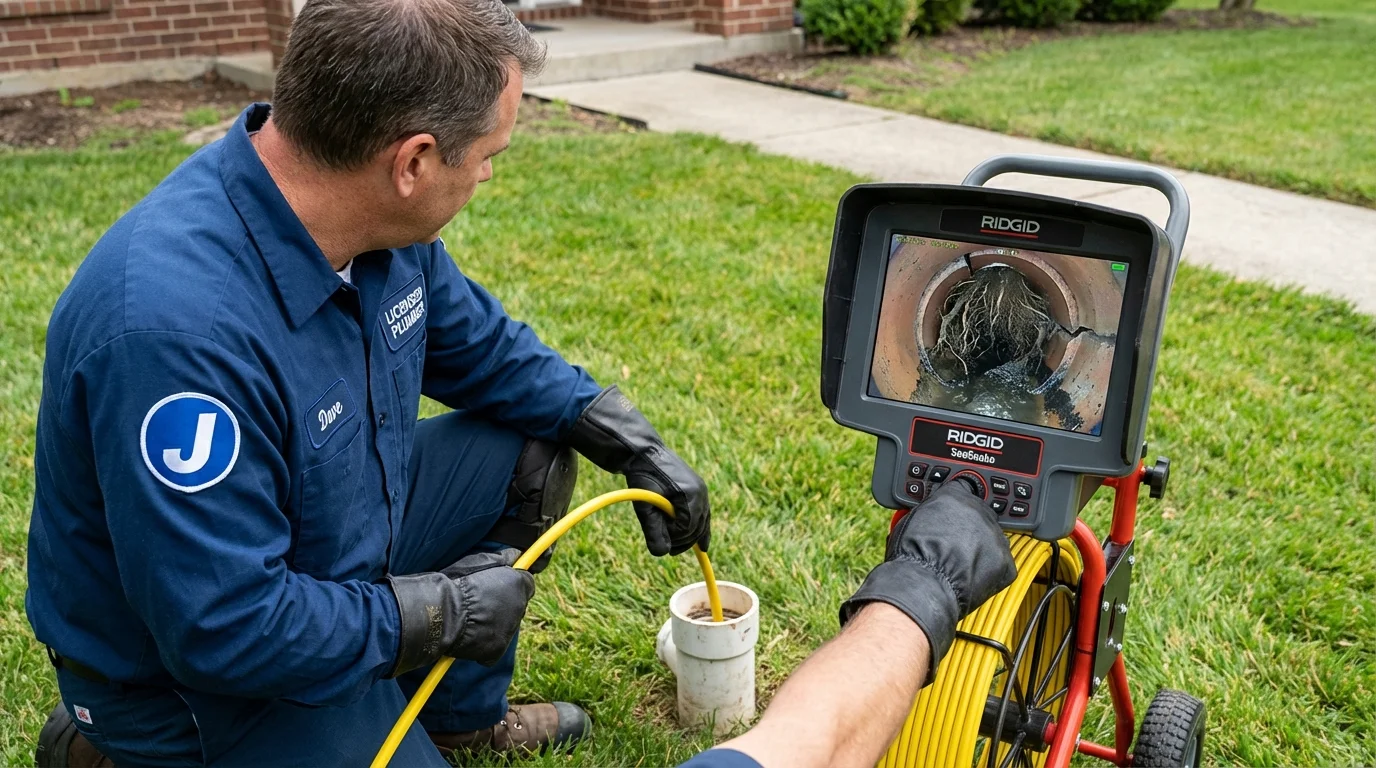 Sewer camera inspection being performed by Johns Plumbing LLC in Zumbrota